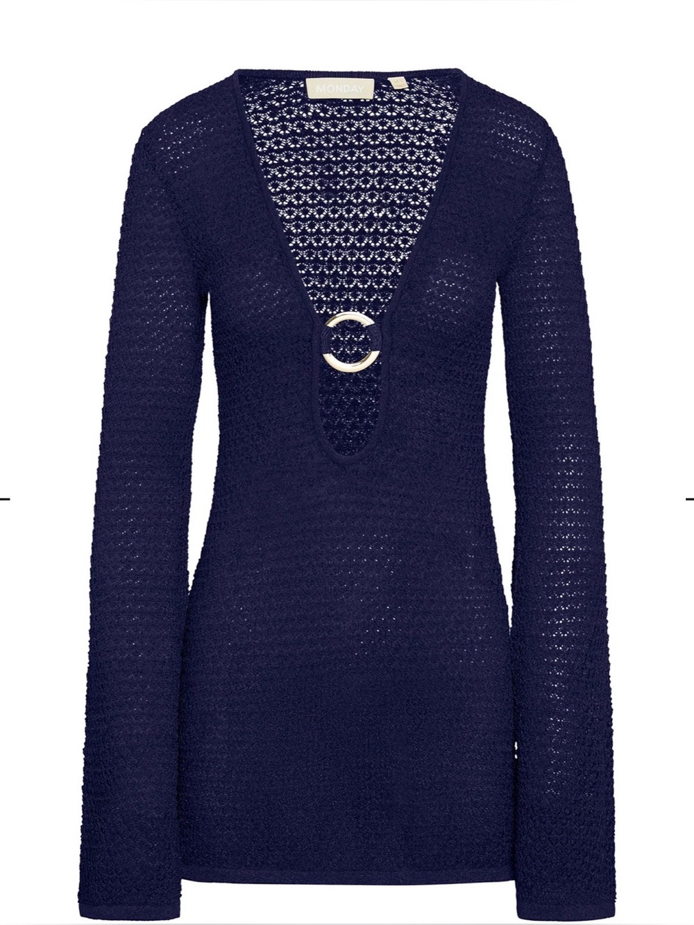 MONDAY Swimwear Navy Blue Crochet Cover-Up Dress